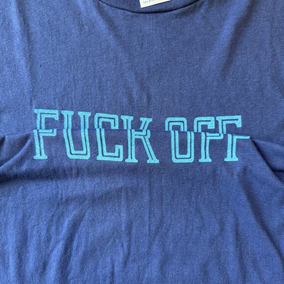 Vintage F**k Off Shirt XL Blue 80s EIICY OSE POLAR OPP Streetwear Punk New York - Picture 6 of 8